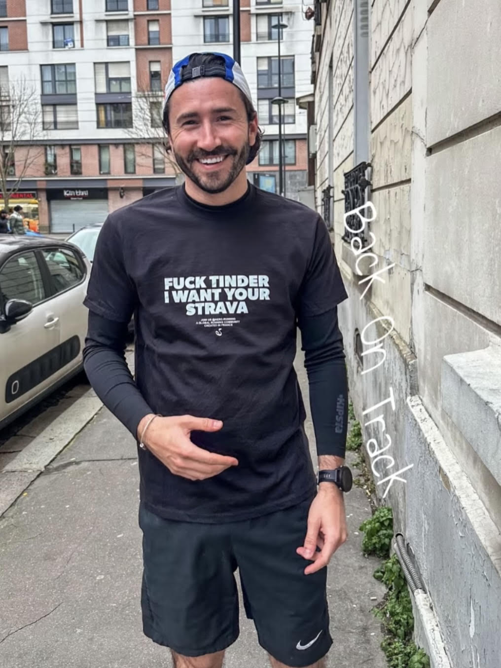T-shirt Noir "Fuck Tinder I want your Strava"